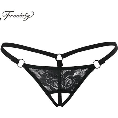 Woman Open Crotch Panties Porn Semi See-through Lace G-Strings & Thongs Crotchless Panties Sex Underwear Tangas Sexy Lingerie