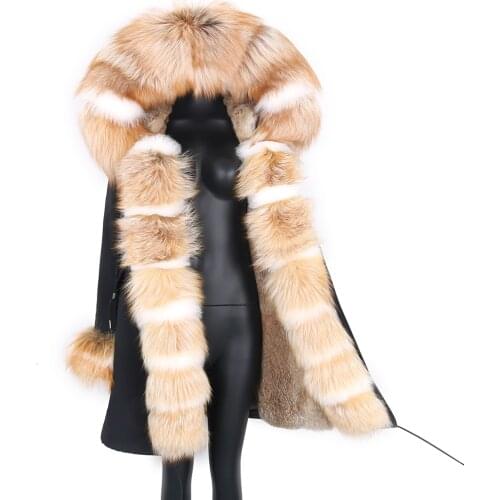 Winter Coat Women Plus Size Long Jacket LuxuryThick Parka with Fur Hood Detachable Real Rabbit Fur Coat 2021 New Fashion Warm