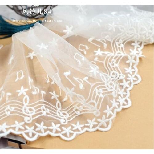 1 Meter/lot Width 13cm Delicate White Notes Lace Applique Trim Ribbon Embroidered DIY Clothing Garment Sewing Accessories
