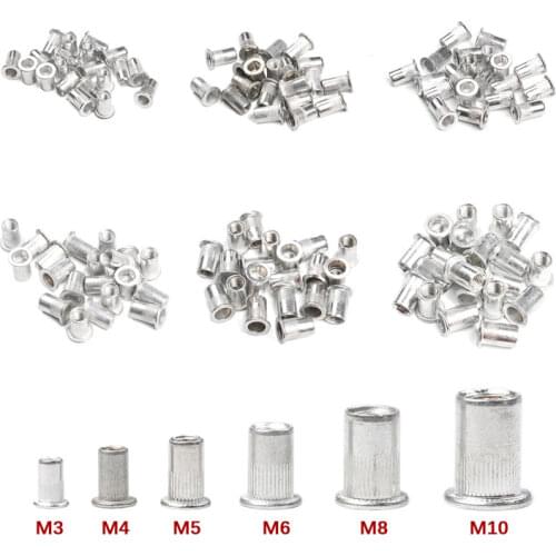 20pcs Flat Head Rivet Nut M3 M4 M5 M6 M8 M10 Aluminum Alloy Threaded Rivet Insert Nut SetInsert Nutsert Cap Rivet Nut