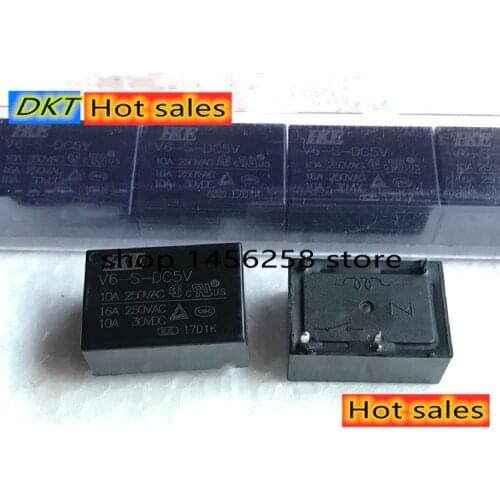 100% Original Neue HKE V6-S-DC5V V6-S-DC12V V6-S-DC24V 4 PINS 10A 5VDC 12VDC 24VDC Power Relais