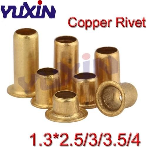 1000pcs/Lot High Quality M1.3*2.5/3/3.5/4 1.3mm Brand New Copper Hollow Rivet Double-Sided Circuit Board PCB Vias Nails