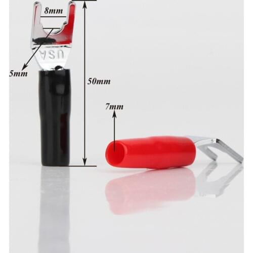 12pcs SY1519 High Quality Rhodium Plated Spade Plug Speaker Cable Spade Connector Terminal Plug