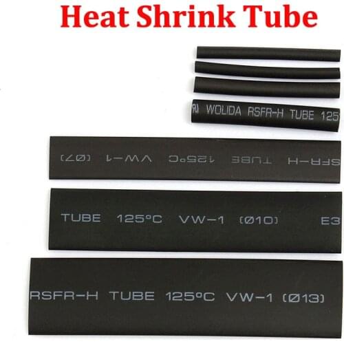 127PCS Polyolefin Heat Shrink Tube Car Electrical Cable Tube Kits Tubing Sleeve Wrap Wire Assorted 7 Sizes Black