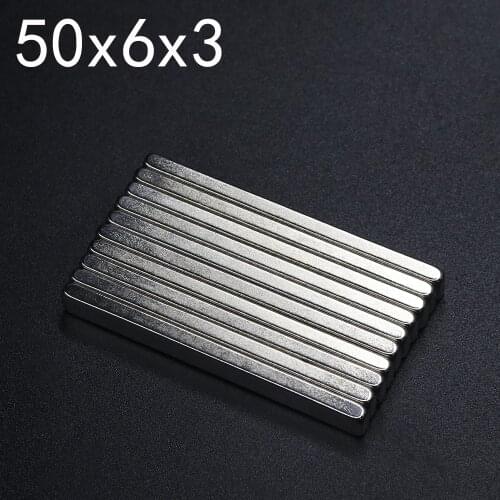 2/5/10/20/50Pcs 50x6x3 Neodymium Magnet 50mm x 6mm x 3mm N35 NdFeB Block Super Powerful Strong Permanent Magnetic imanes