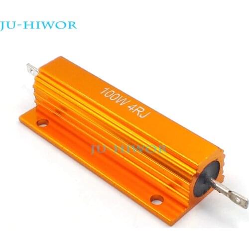2pcs/lot) RX24 4 Ohm 4R 100W 100Watts Aluminium Housed High Power Resistor Metal Shell Heatsink Resistor 4ohm Resistance
