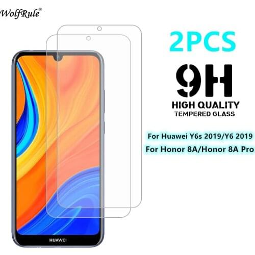 2PCS Screen Protector For Huawei Y6S 2019 Glass Hardness Tempered Glass For Honor 8A Pro jat-l41 Y6 2019 For Huawei Y6S Glass