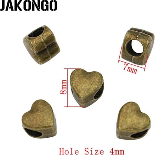 20PCS Antique Bronze Plated Heart Beads Fit European Charms Bracelet Pendants For Women Jewelry