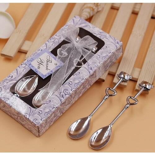 50set lot cheap practical metal coffee spoon set bridal shower return gifts anniversary souvenir party favours wedding spoons