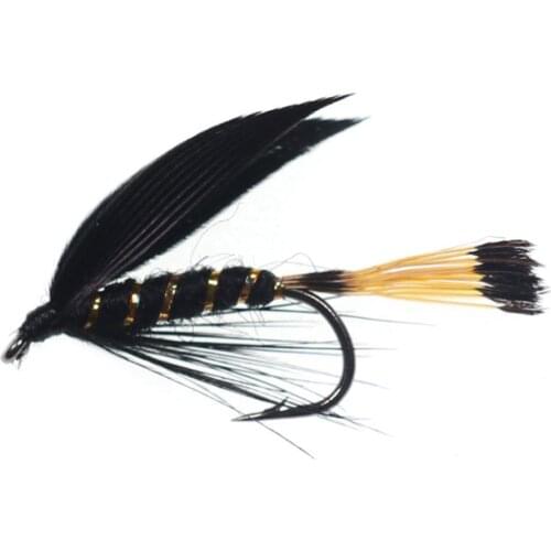 6PCS Fishing Lure #14 Black Hooks Peacock Feather Material Nymph Spinner Baetis Fly Bait Trout Fly Fishing Flies & Lures