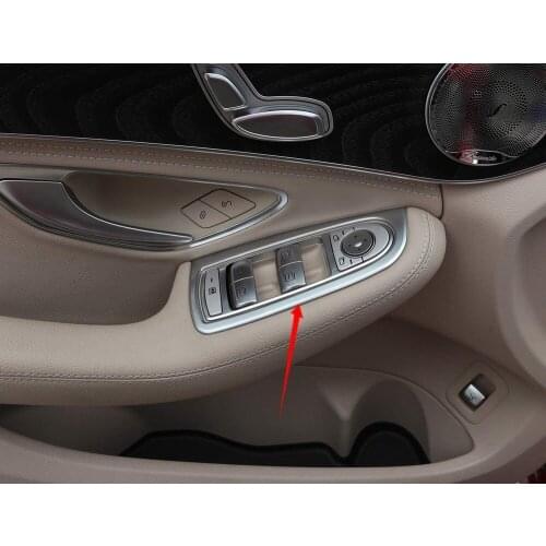 ABS Chrome Door Window Lift Switch Button Cover Trim 4pcs For Mercedes Benz C Class W205 C180 C200 GLC260 2015 2016