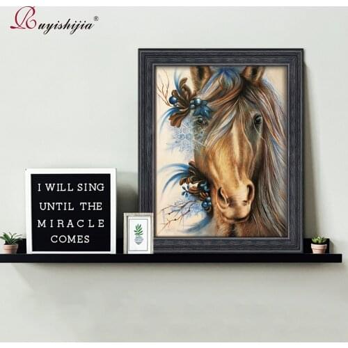 RUYISHIJIA 5D Diamond Painting Full Drill Square Diamond Mosaic Embroidery Pictures of Rhinestones diamant Animals horse