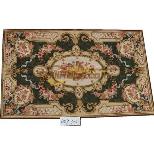 Antique Needlepoint Throw Various Flower Decorative Needlepoint Knitted Sofa Floor Use Antique Wool Rug Carpet