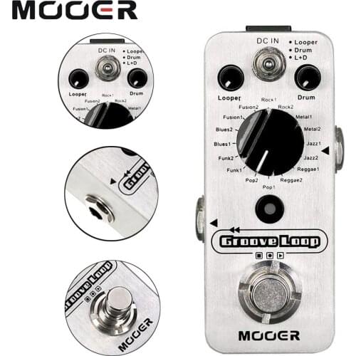 Mooer Groove Looper Drum Machine Guitar Effect Pedal Effector Phrase Loop Drum Machine For Guitar Looper 20 Min Recording