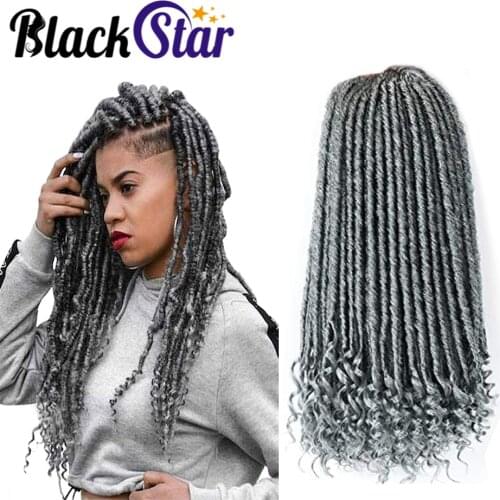 Goddess Locs Crochet Hair Faux Locs with Curly Ends Ombre Grey Goddess Faux Locs Hair Soft Synthetic Braiding Hair Extensions