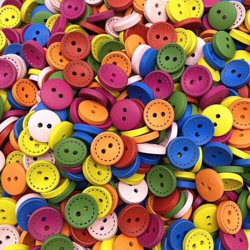 15-25mm Colored Childrens Round Buttons with Wooden Dotted Lines Handmade Scrapbooking for Wedding Decor Sewing Accessories