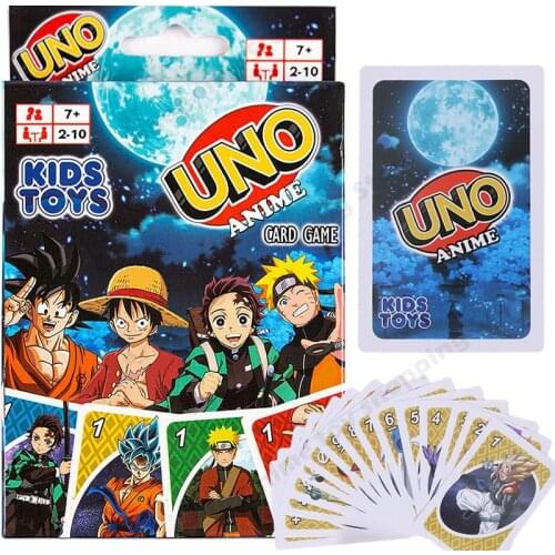 One Piece UNO Cards Naruto anime action figure Dragon Ball Demon Slayer Fanny Family Party Poker playing cards Game Kids Toys