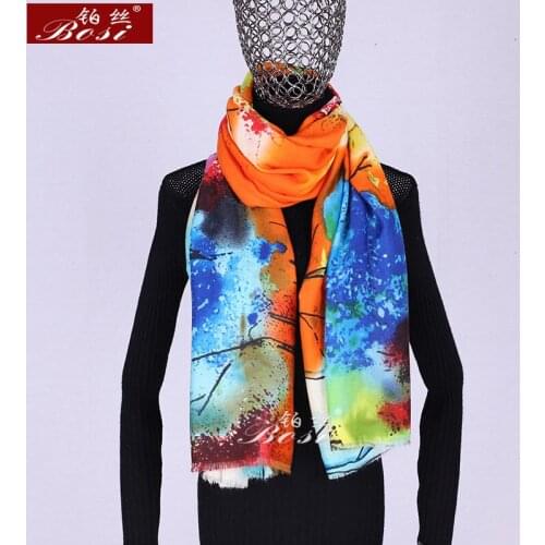 Cotton scarf Trees Graffiti print luxury brand woman bandana designer hijab winter long stoles accessories large shawls and wra