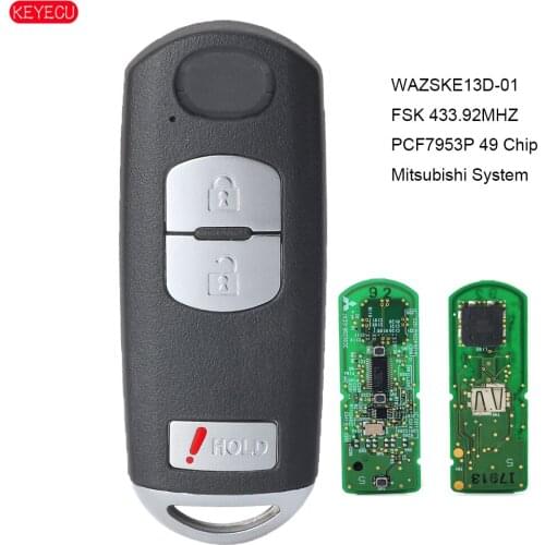 KEYECU OEM Remote Board Smart Remote Key FSK 433.92MHZ 49 Chip for Mazda 3 CX-5 (Mitsubishi System) 2013-2016 FCC: WAZSKE13D-01