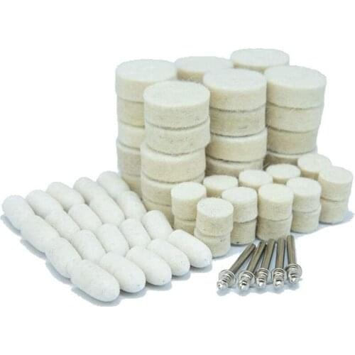 5pc/20pc/20pc/30pc Wool Felt Polishing Buffing Round Wheel Grinding Pad 3mm Shank For Dremel Rotary Tool Accessories Pack of 75