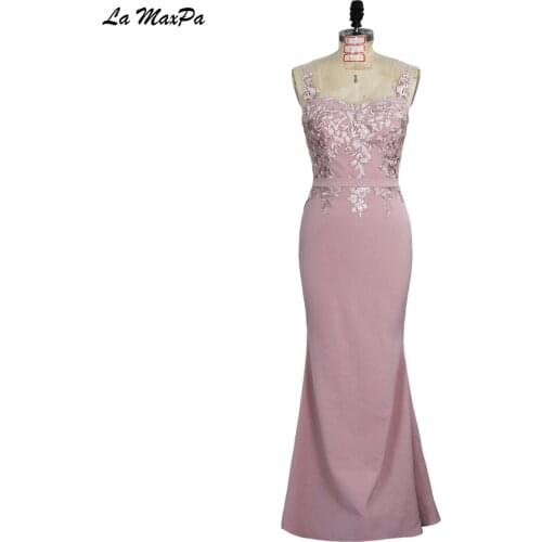 Lace Top Pin Crepe Trumpet Bridesmaid Dress CMT140