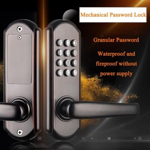 LSTABAN Stainless Steel Long Handle Waterproof Mechanical Digital Door Lock Button Keyboard Keyless Combination Lock Set