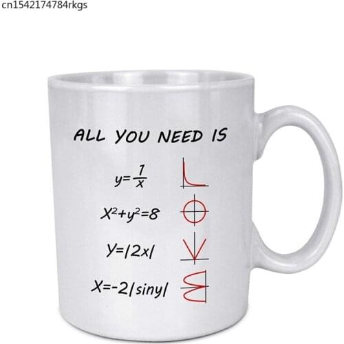 Math Style LOVE Pattern All you need is LOVE Ceramic Coffee White Mug (11 Ounce) Tea Cup - Best Gift