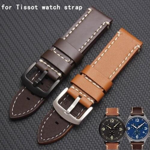 Shengmeirui for tissote 1853 watch strap Tissot CHRONO XL series T116 22mm Mens Watch Band Leather strap