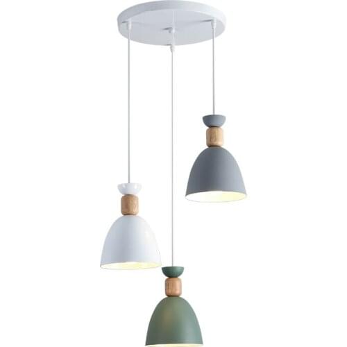 Nordic modern minimalist restaurant macaron color lamps Hotel bar coffee shop creative three-head pendant lamp