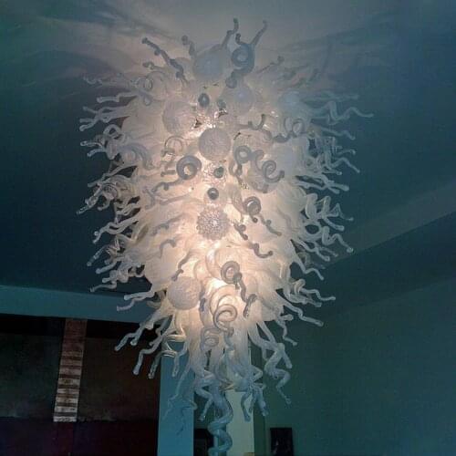 Charming Elegant European Style White 100% Hand Blown Glass Chandelier Lamp