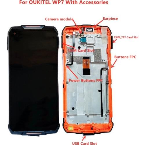 Original 6.53inch LCD Display With Frame + Touch Screen Digitizer Assembly Replacement Glass For OUKITEL WP7 Smartphone