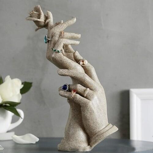 Rose In Hand Ornaments Nordic StyleCreative Abstract Home Wine Cabinet Decoration Crafts Statue For Office Living Room Home