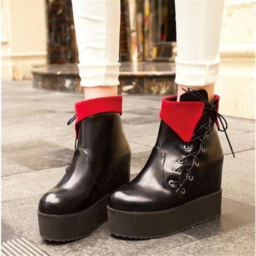 PXELENA Autumn Japan Harajuku Creepers Boots Women Punk Rock Gothic Thick Platform Muffin Motorcycle Boots Female Shoes
