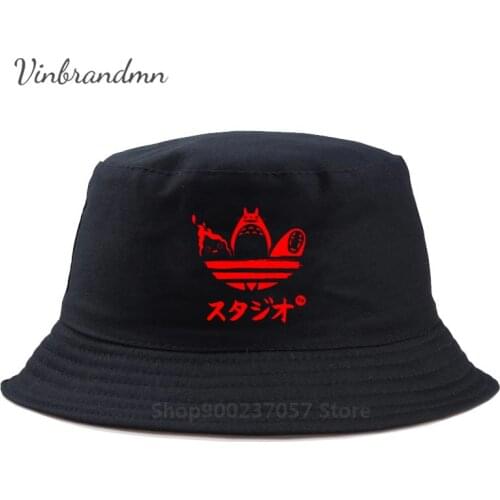 Brand Totoro No Face Spirited Away Ghibli Red Panama Bucket Hat Studio Ghibli Printing Minions Trendy Fisherman Hat