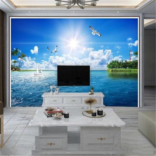 Custom Photo 3d Wallpaper Beautiful Seagull Ocean Sea View 3D TV Background Wall Decoration Mural Wallpaper