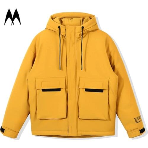 Down Coats Men Streetwear 2020 Brand New Cargo Jacket Men Winter Puffer Jacket Multi Pocket Thick Warm Coats 90% Duck Down Coat