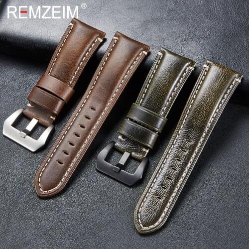 New Arrive Genuine Leather Strap 20mm 22mm 24mm 26mm Italian Imported Leather Sports Rough Thick Strap for Men Watch