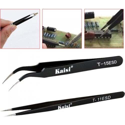 Hand Tools Tweezer 2pcs/lot Anti-static Stainless Steel Tweezers Repairing Maintenance Tools Nipper Picking Tool Tweezer