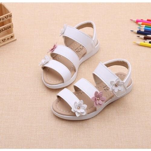 Girls Sandals Gladiator Flowers Sweet Soft Childrens Beach Shoes Kids Summer Floral Sandals Princess Fashion Cute High Quality
