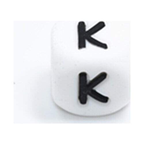 10 PCS Letter K Silicone Beads Baby Cube Beads Chewing Alphabet Beads For Personalized Name DIY Teething Necklace 12 MM