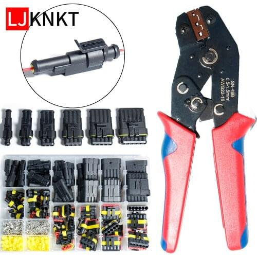 Super seal Waterproof Wire Connector Automotive Plug Terminal Truck Car Sealed Socket SN-48B 1/2/3/4/5/6 Pin crimping pliers