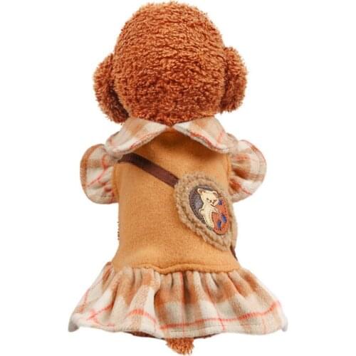 Warm Pet Clothes Winter Pet Product Lapel Plaid Dog Dress Dog Clothes for Small Dogs for Girl Dog Chihuahua Pomeranian Mascotas