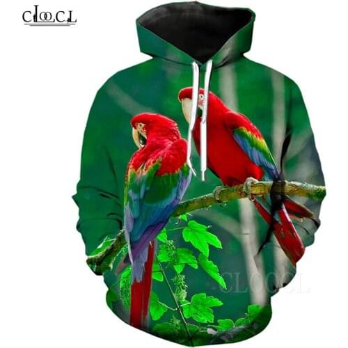 Parrot Pattern Hoody Sweatshirts For Couple Animal Bird 3D Print Harajuku Hoodie Casual Oversized Streetwear Women Men Hoodies
