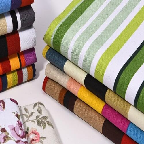 Vintage Thick Cotton Yarn Dyed Plaid Stripe Fabric For Sewing Tablecloth Pillow Case Curtains DIY Decorative Home Telas 50X150cm