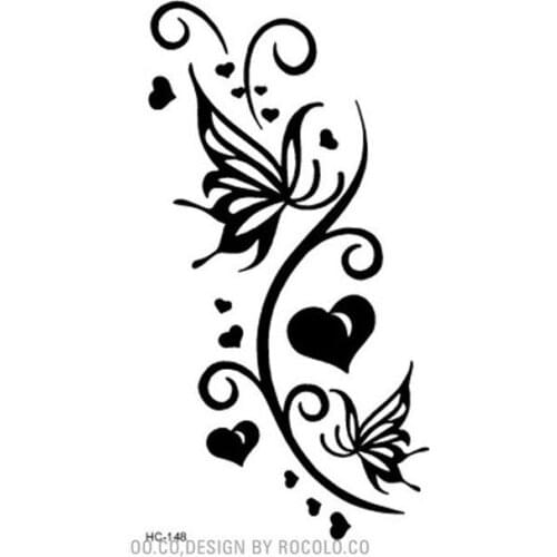 Waterproof Temporary Tattoo Sticker sexy butterfly with love vine tattoo totem for girl tatto stickers flash tatoo fake tattoos