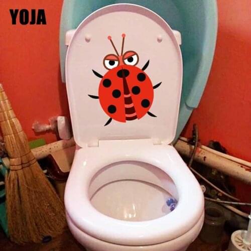 YOJA 18.9x22.1CM Cute Cartoon ladybug Toilet Decal Wall Sticker Living Room Home Decor Funny Pattern T5-1068