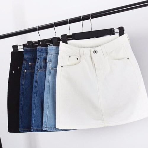 Lucyever High Waist Women Denim Skirt Sexy Fashion Summer Korean Girls Jeans Mini Skirt Plus Size Cotton Ladies Short Skirt 2020