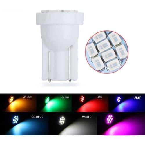 10 pcs 1206 8smd chip t10 w5w 194 168 socket led car lights 12v dc instrument light licence plate small bulbs for auto dome lamp