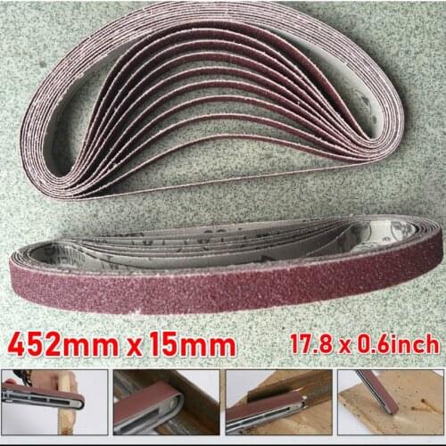 10pcs 452mm*15mm Grinding and Polishing Replacement Polishing Sanding Belt Grit Paper for Electric Angle Grinder Machine