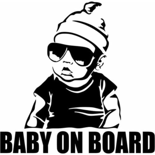 15.5*15.2CM BABY ON BOARD Creative Fashion Car Sticker Tail Warning Sign Decal Child Car Stickers Warning Decals Black/Silver